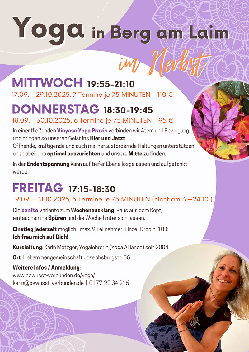 Yoga in Berg am Laim München - Herbst 2025