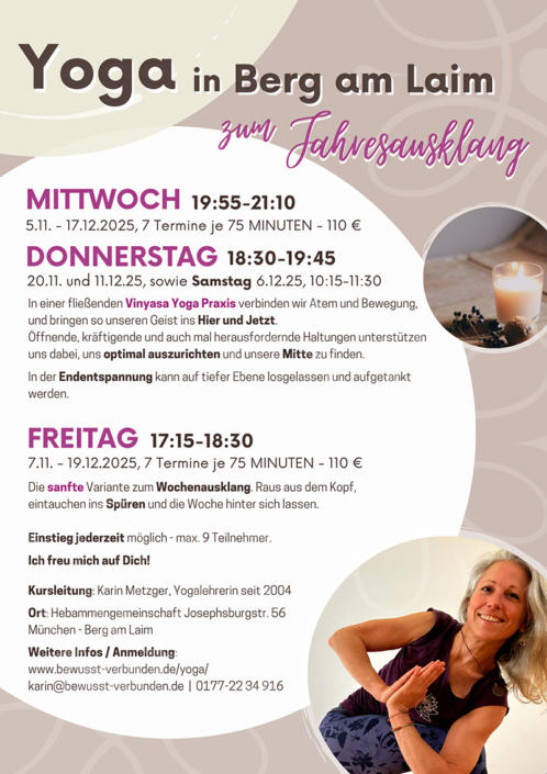 Vinyasa Yoga und Yoga sanft in Berg am Laim / München Ost