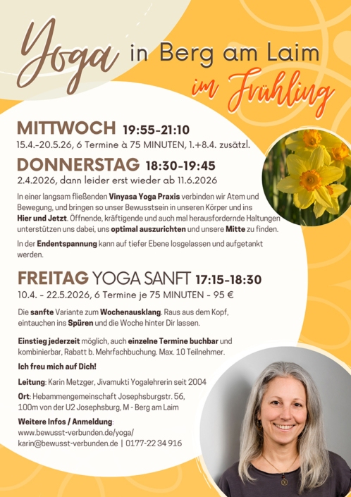 Vinyasa Yoga / Yoga sanft in München Berg am Laim, Trudering, Ramersdorf
